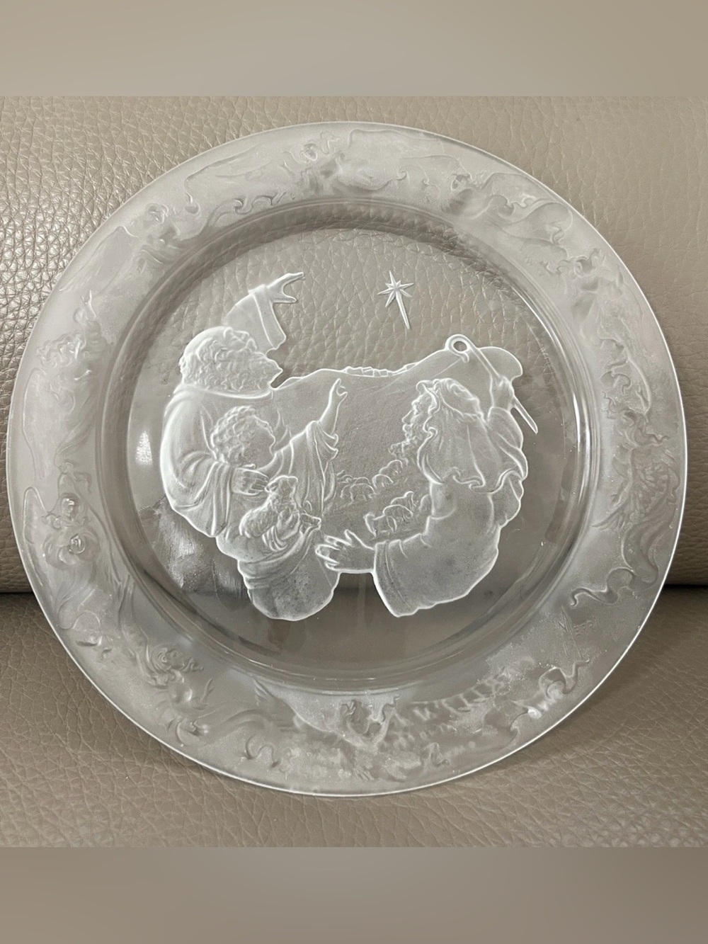 Frosted Glass Nativity Charger Plate - Clear